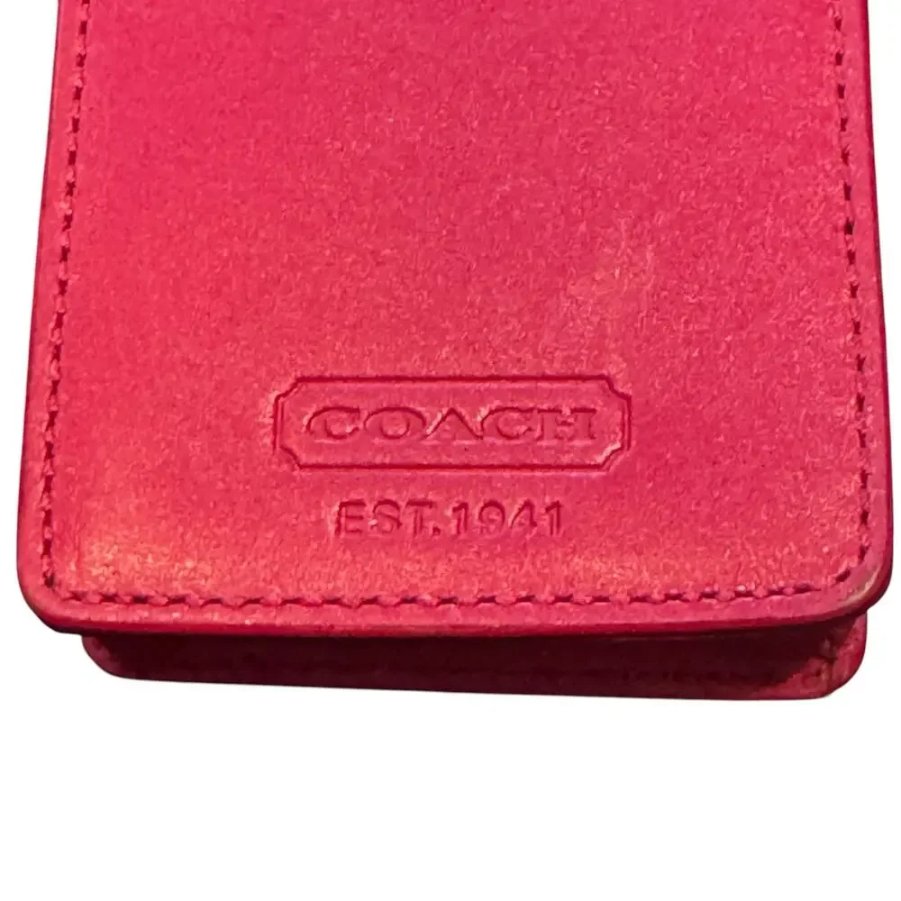 Vtg Coach Pink Leather Y2K Ipod Case with Metal Hang Tag